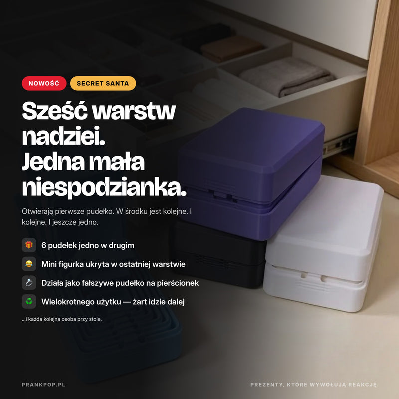 Matrioszka Rozczarowań – pudełko 6 warstw, prezent-żart na Secret Santa