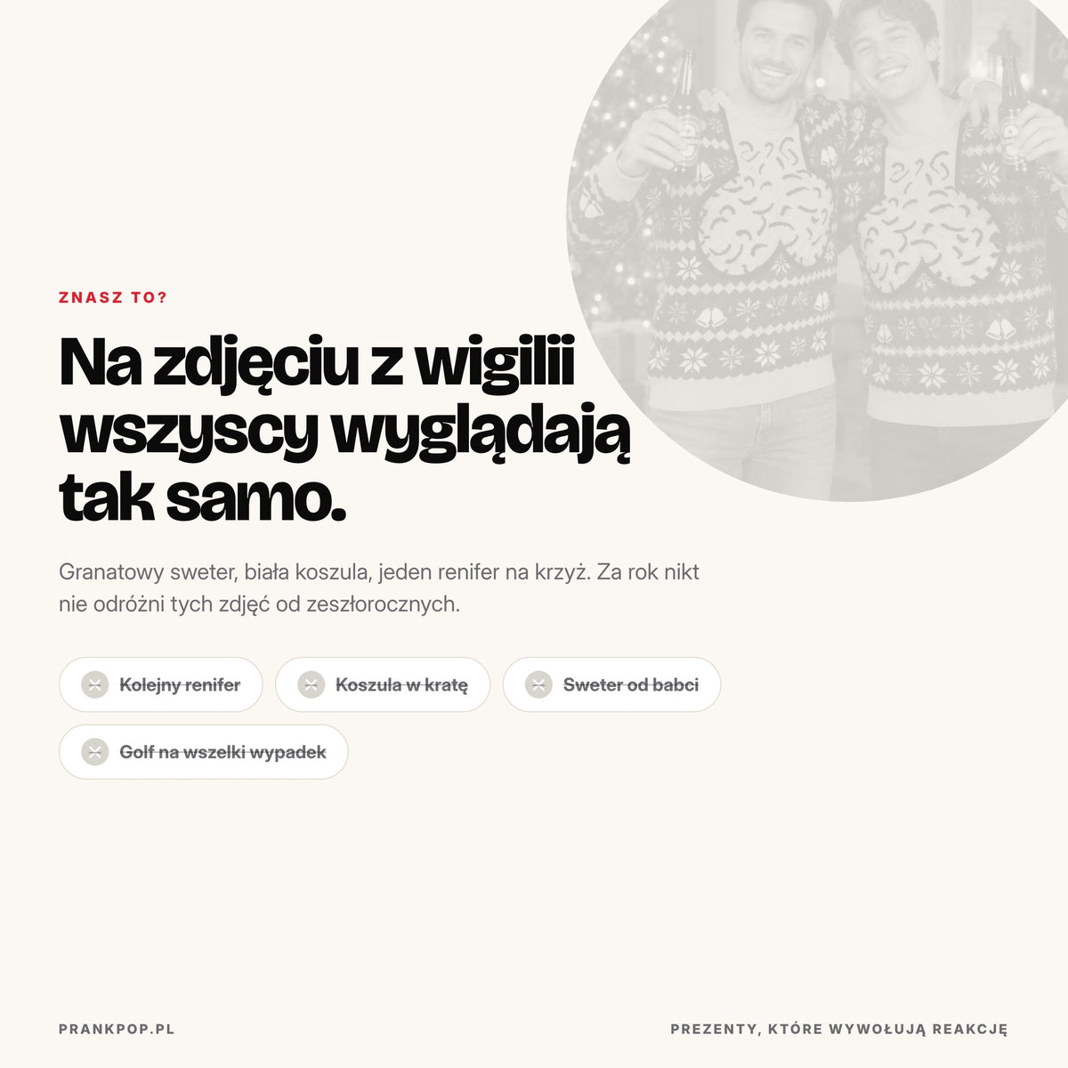 Nudne świąteczne swetry kontra bluza Goła Klata od PrankPop