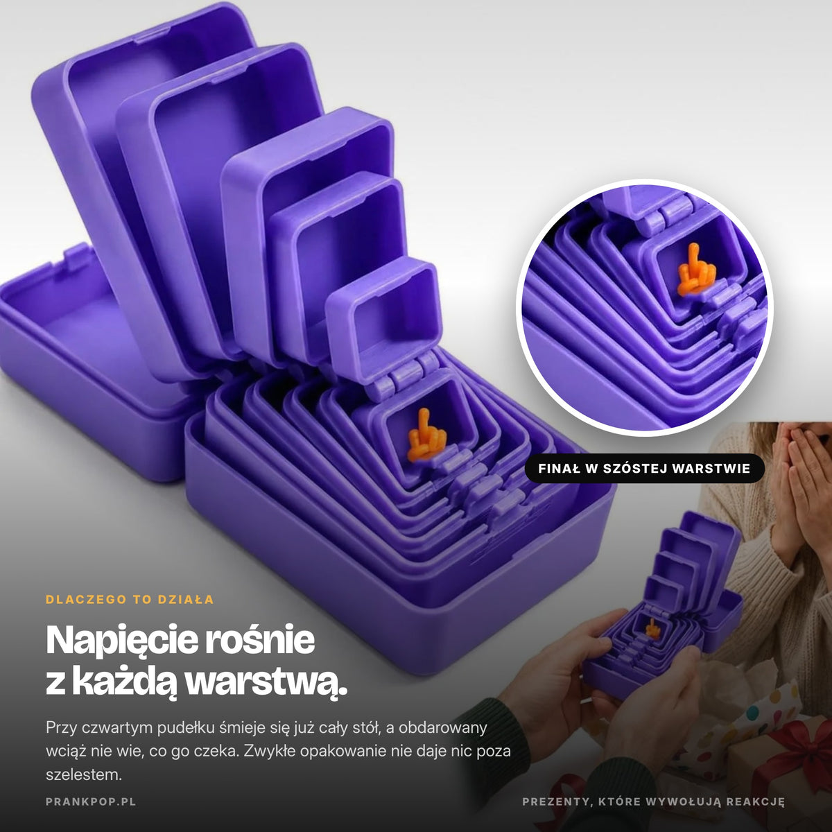 Mini figurka-niespodzianka ukryta w szóstej warstwie pudełka